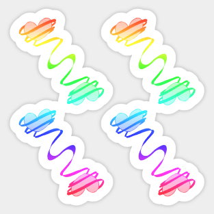 Rainbow Hearts With Ribbons Sticker